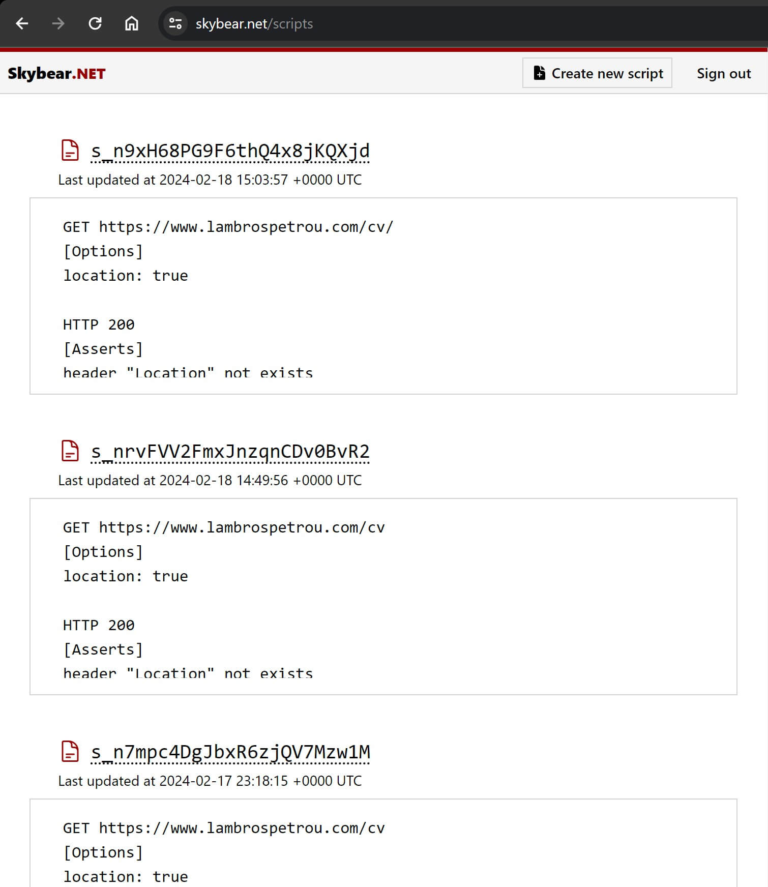 Skybear.net Scripts list page Skybear.net Scripts list page